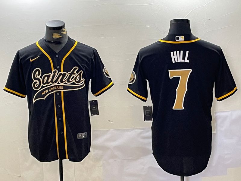 Men New Orleans Saints #7 Hill Black Joint Name 2024 Nike Limited NFL Jersey style 1->indianapolis colts->NFL Jersey